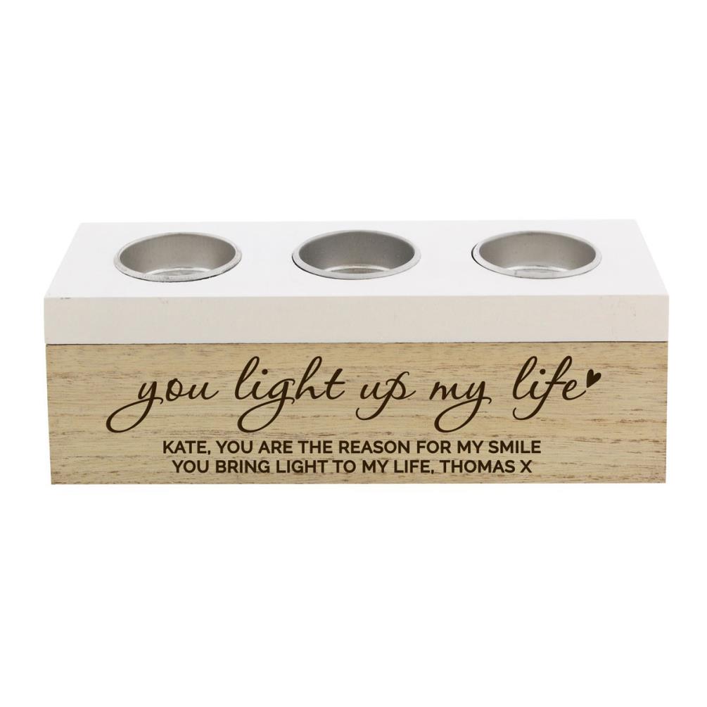 Personalised You Light Up My Life Triple Tea Light Box £15.29